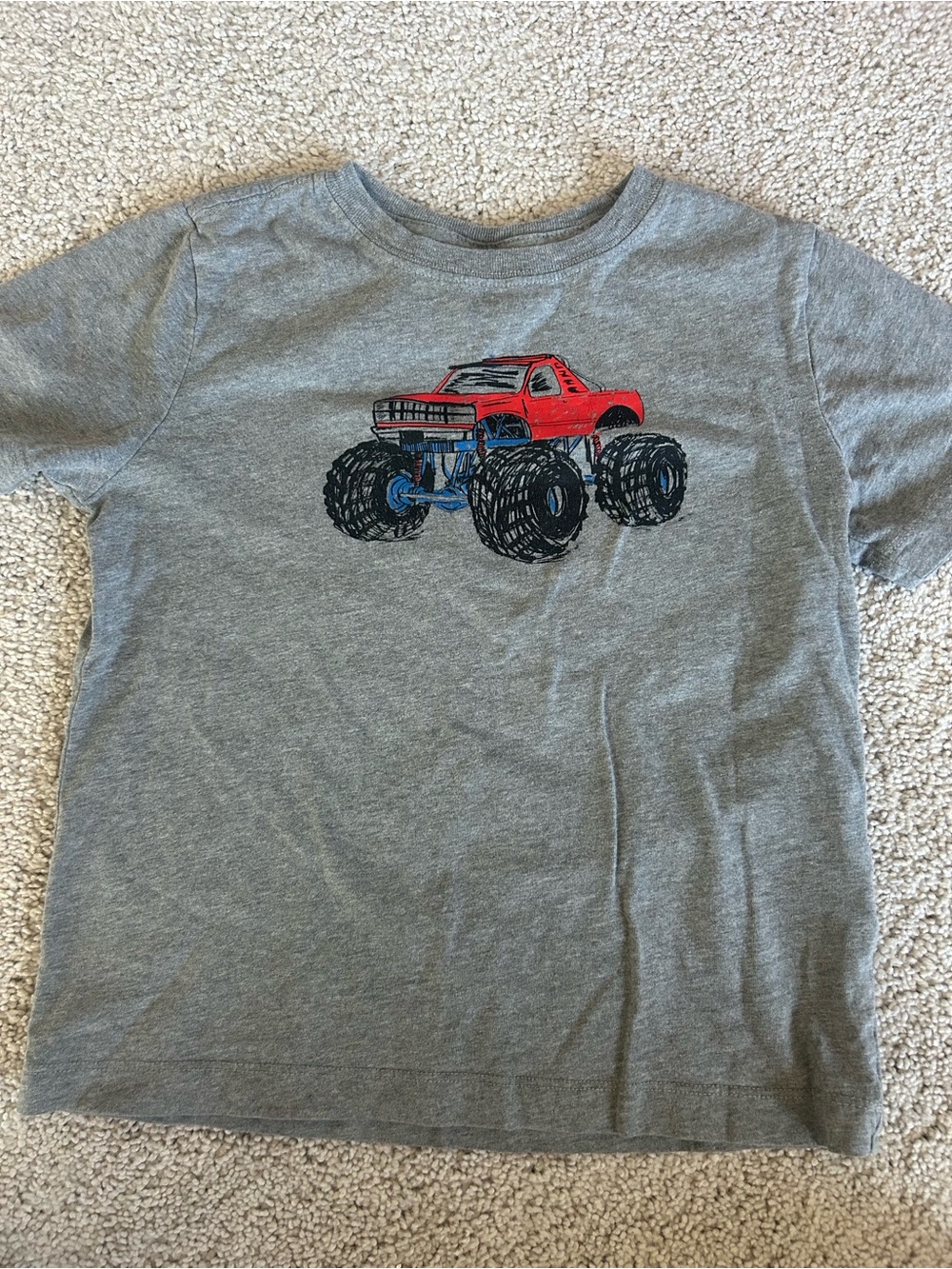 Hanna Andersson Grey T-Shirt with Red Monster Truck Graphic